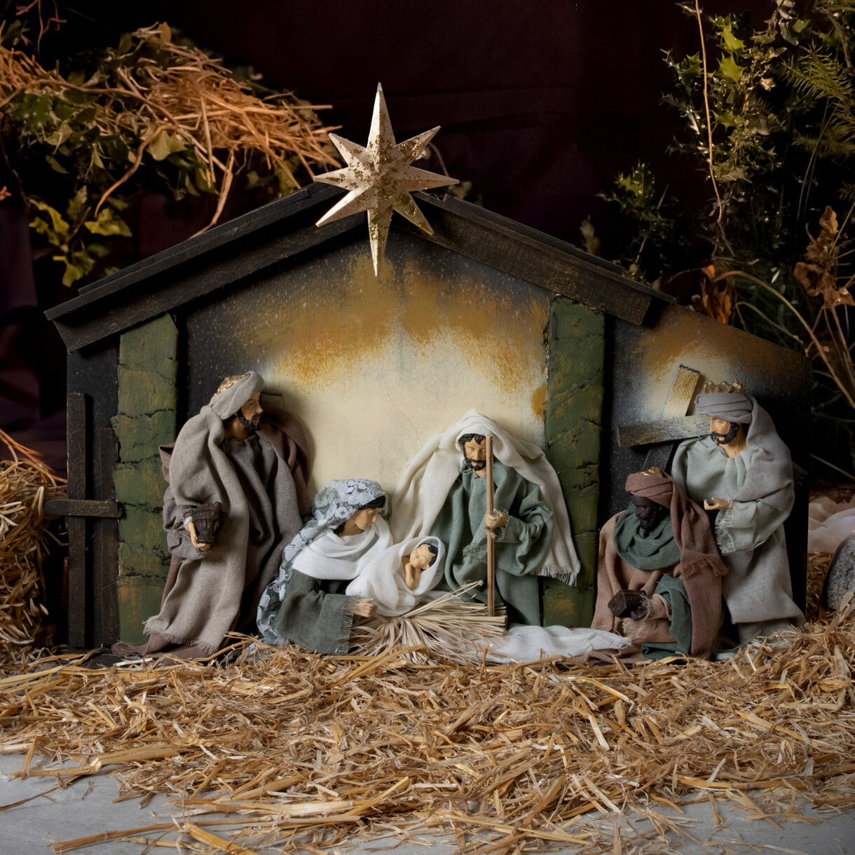 Complete verlichte kerststal Sainte-Jeanne