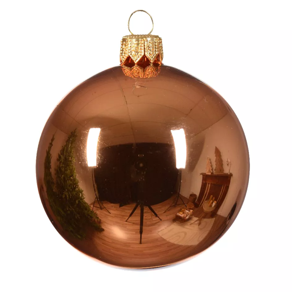 Lot de 4 boules de Noël en verre (D100 mm) Arctique brillantes Rouge cuivré  1