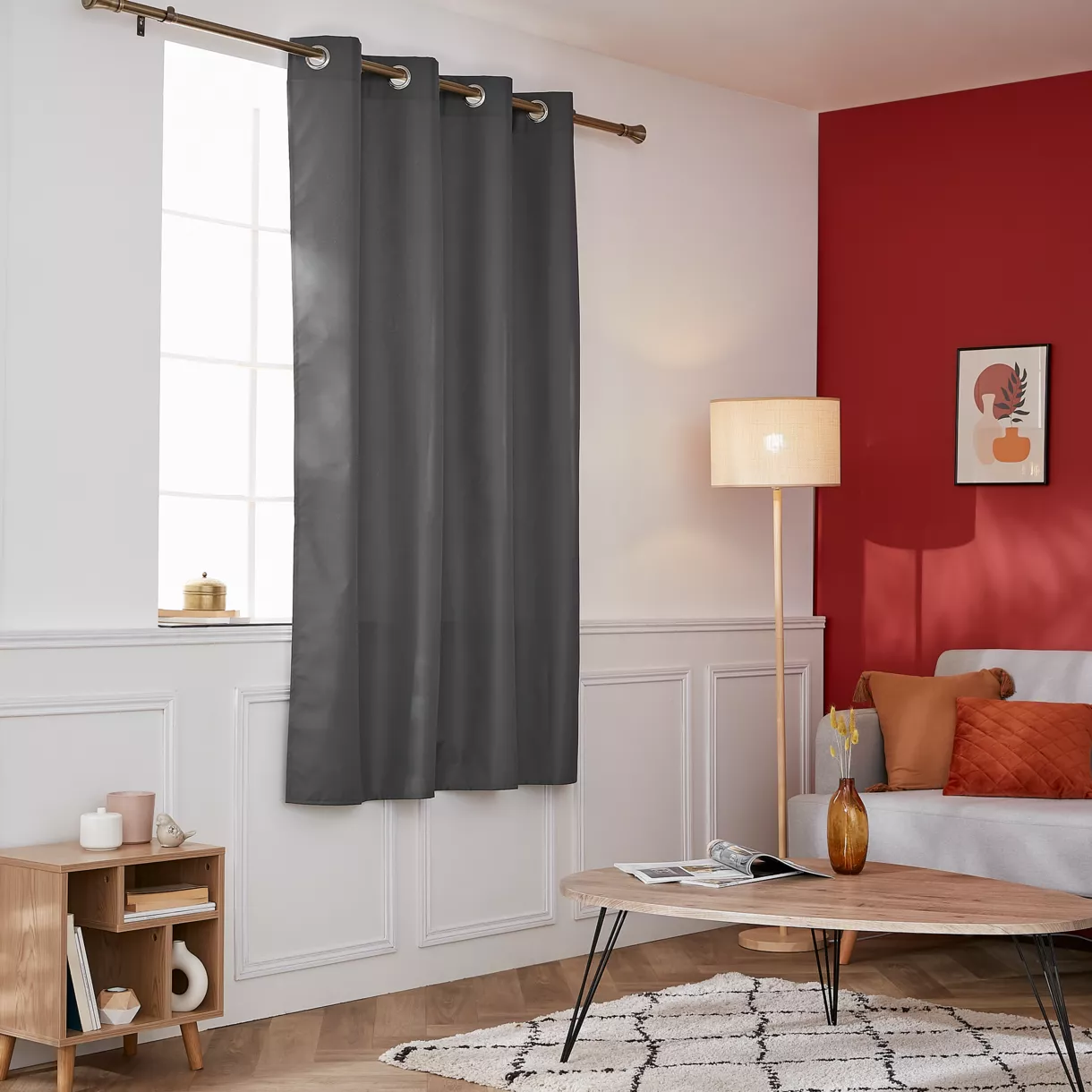 EM RIDEAU A OEILLETS 140 x 180 CM POLYESTER UNI THERMIQUE SUMMIT ANTHRACITE