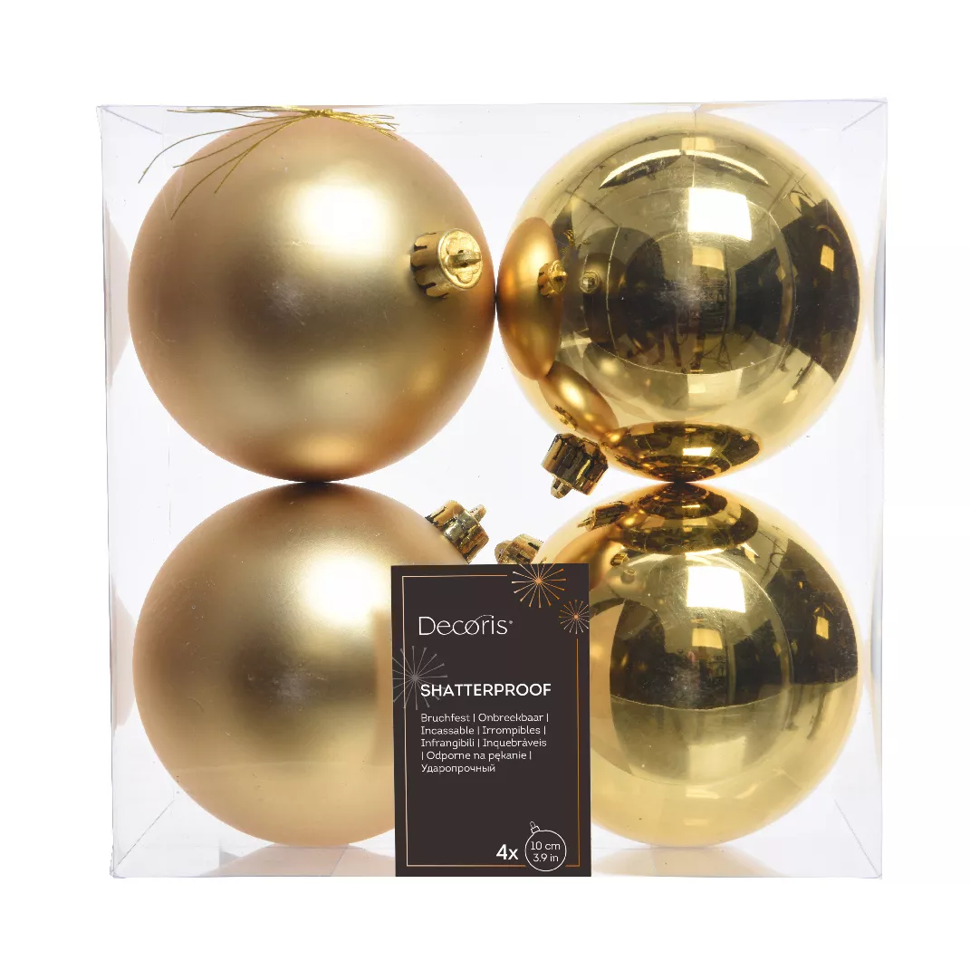Lote de 4 bolas de Navidad (D100 mm) Alpine Oro 1
