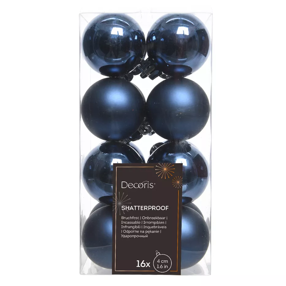 Lot de 16 boules de Noël (D40 mm) Alpine Bleu nuit 1
