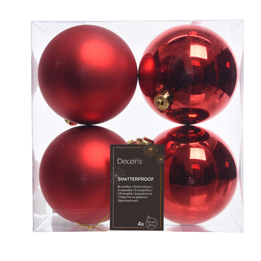 Lote de 4 bolas de Navidad (D100 mm) Alpine Rojo 1