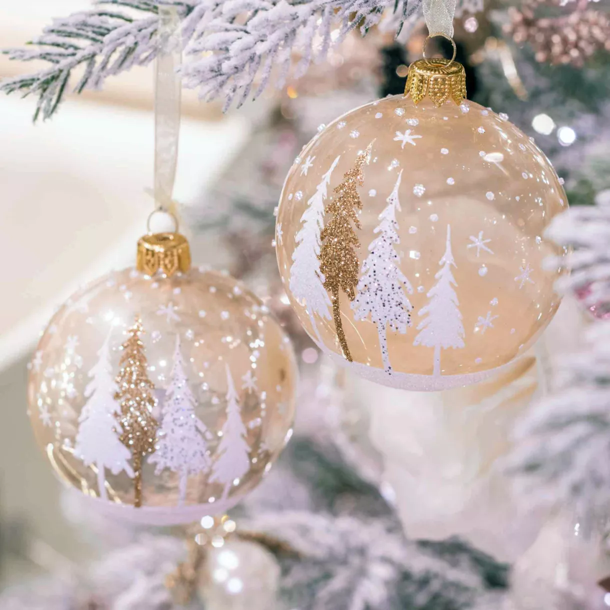 Lot de 6 boules de Noël en verre (D80 mm) Pia Perle  1