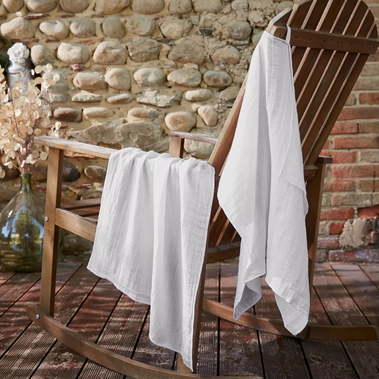Lote de 2 paños de cocina de gasa de algodón (70 cm) Gaïa Gris nube