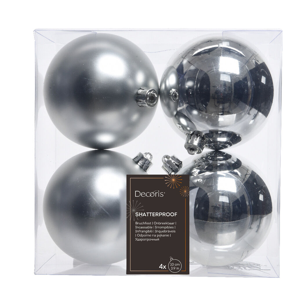 Set van 4 kerstballen (D100 mm) Alpine zilver 1