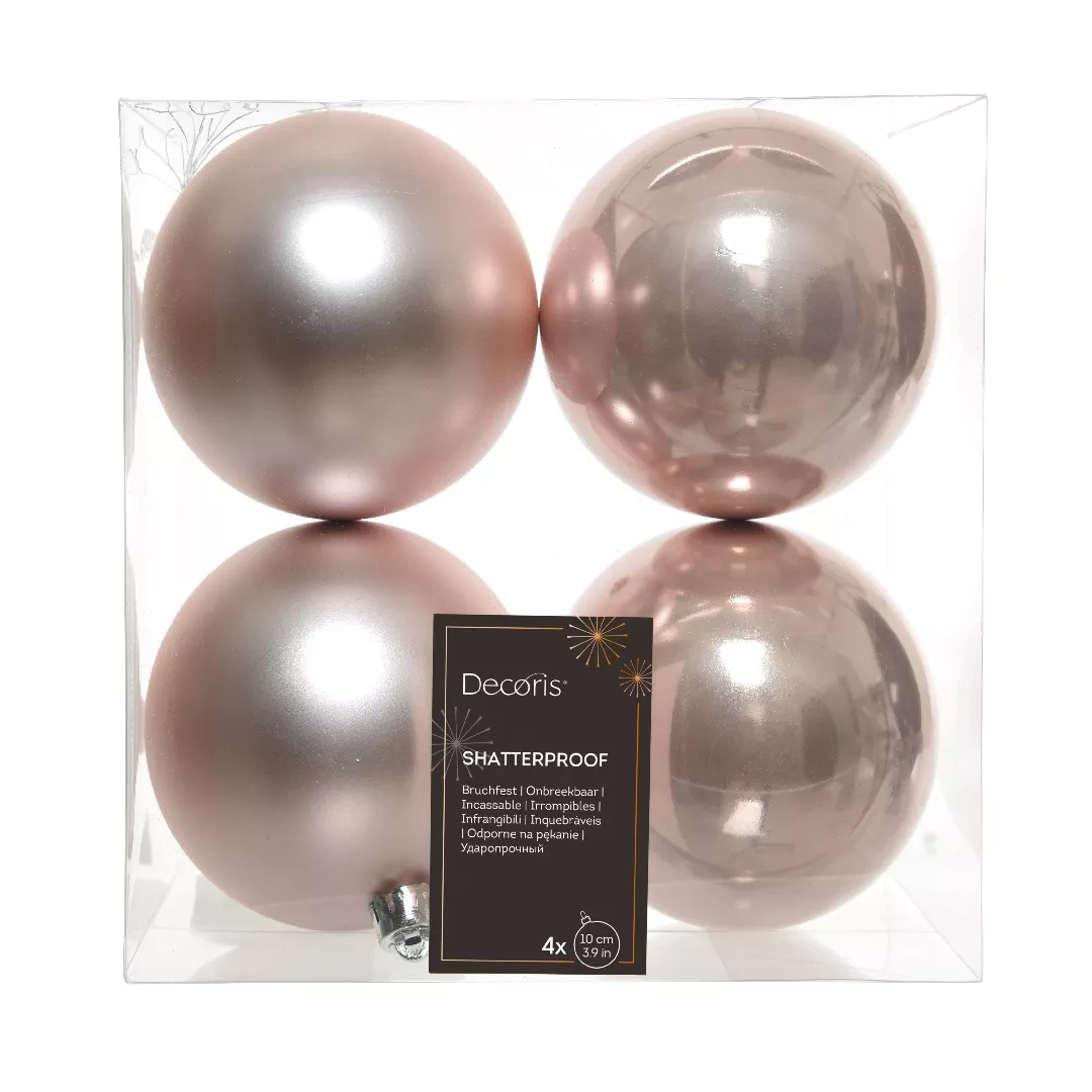 Lot de 4 boules de Noël (D100 mm) Alpine Rose poudré 1