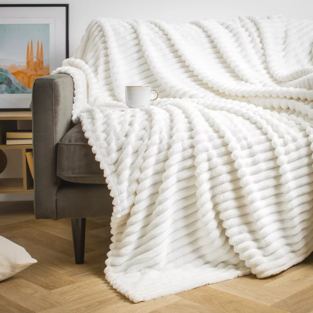 Plaid doux (220 cm) Kalie Ivoire