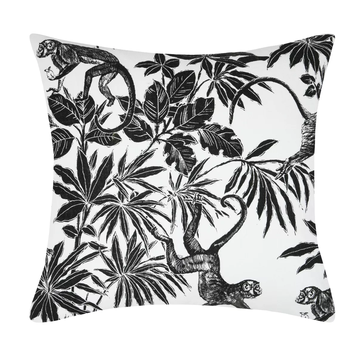 Funda de cojín cuadrada en algodón (40 x 40 cm) Macaco Negro