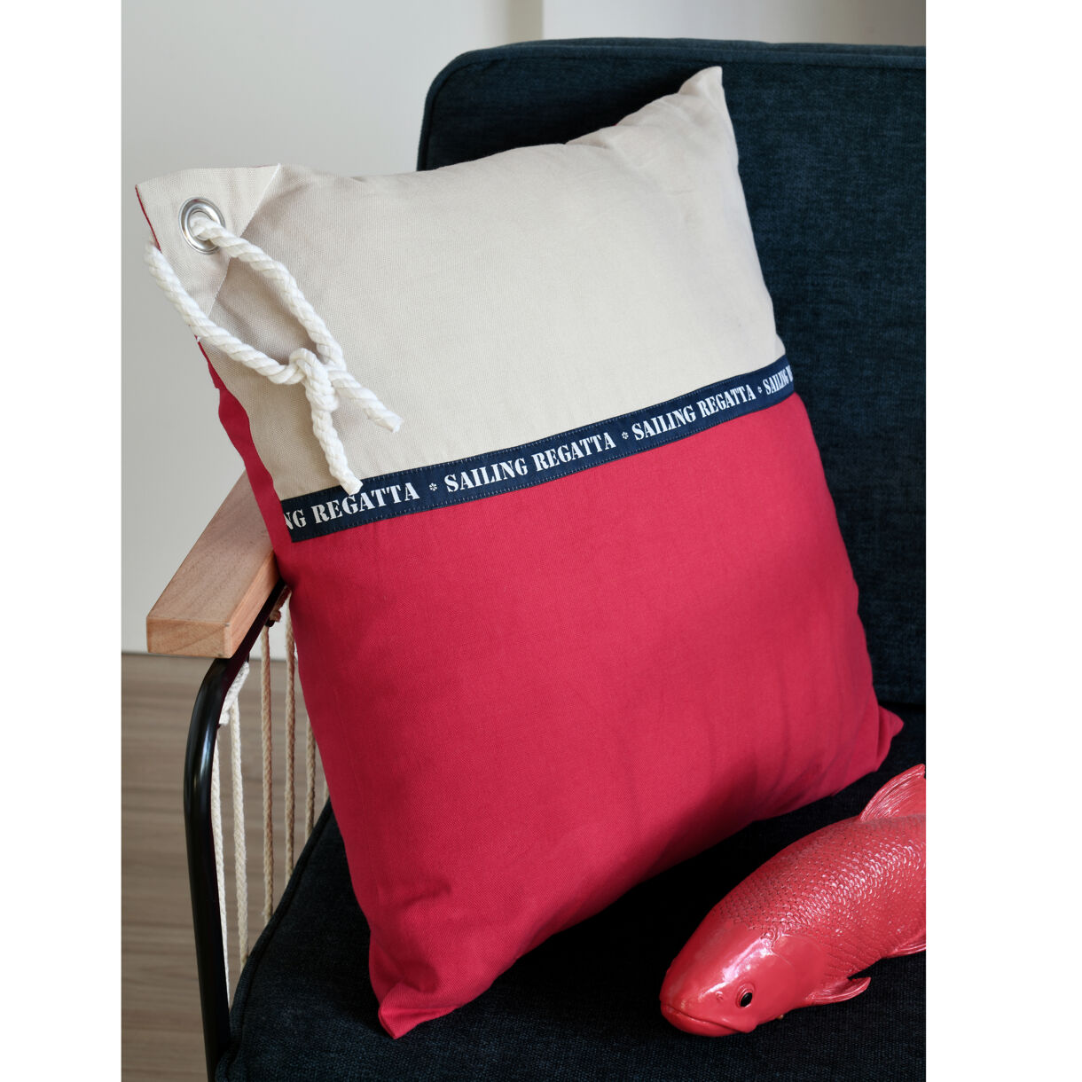 Cuscino quadrato di cotone (50 x 50 cm) Fregate Rosso