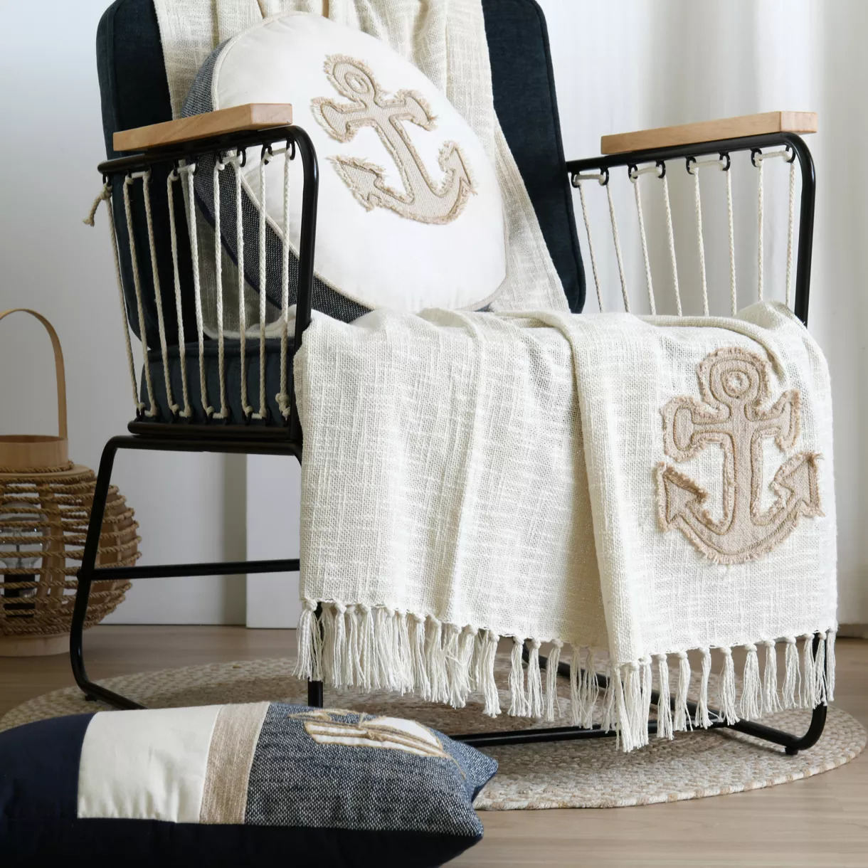 Jeté de canapé coton (150 cm) Escale Beige