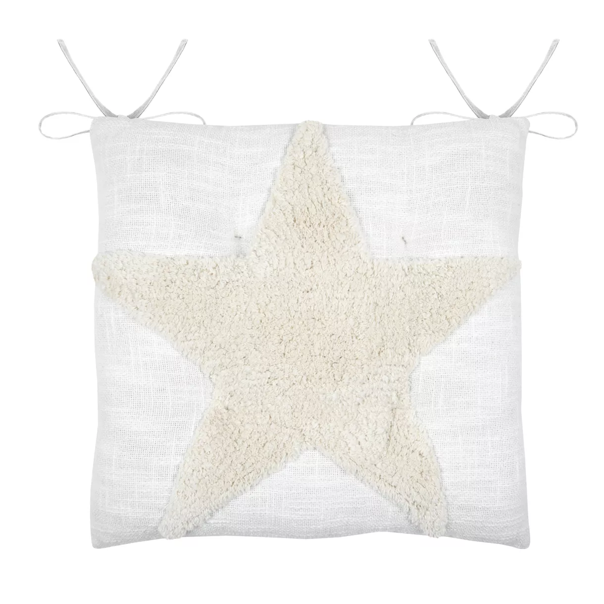 Coussin de chaise carré coton Joanny Ecru