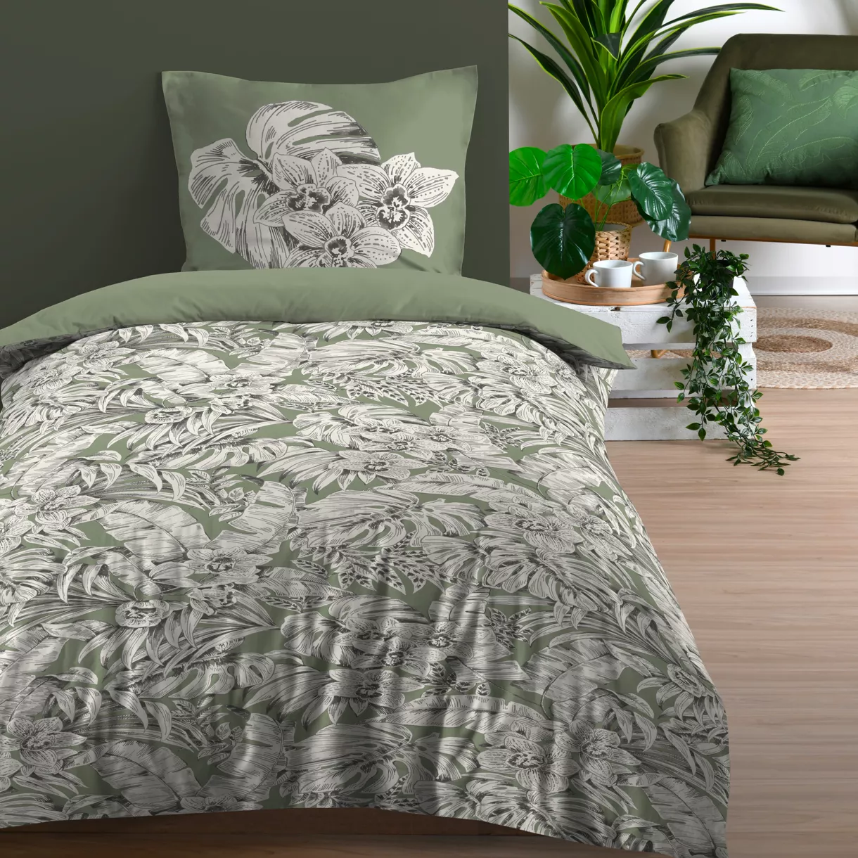 Funda nórdica y una funda algodón (140 x 200 cm) Maissa Verde