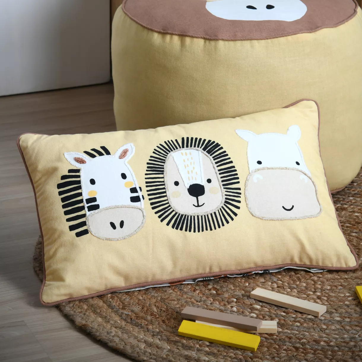 Coussin enfant rectangulaire (50 cm) Coquin Jaune