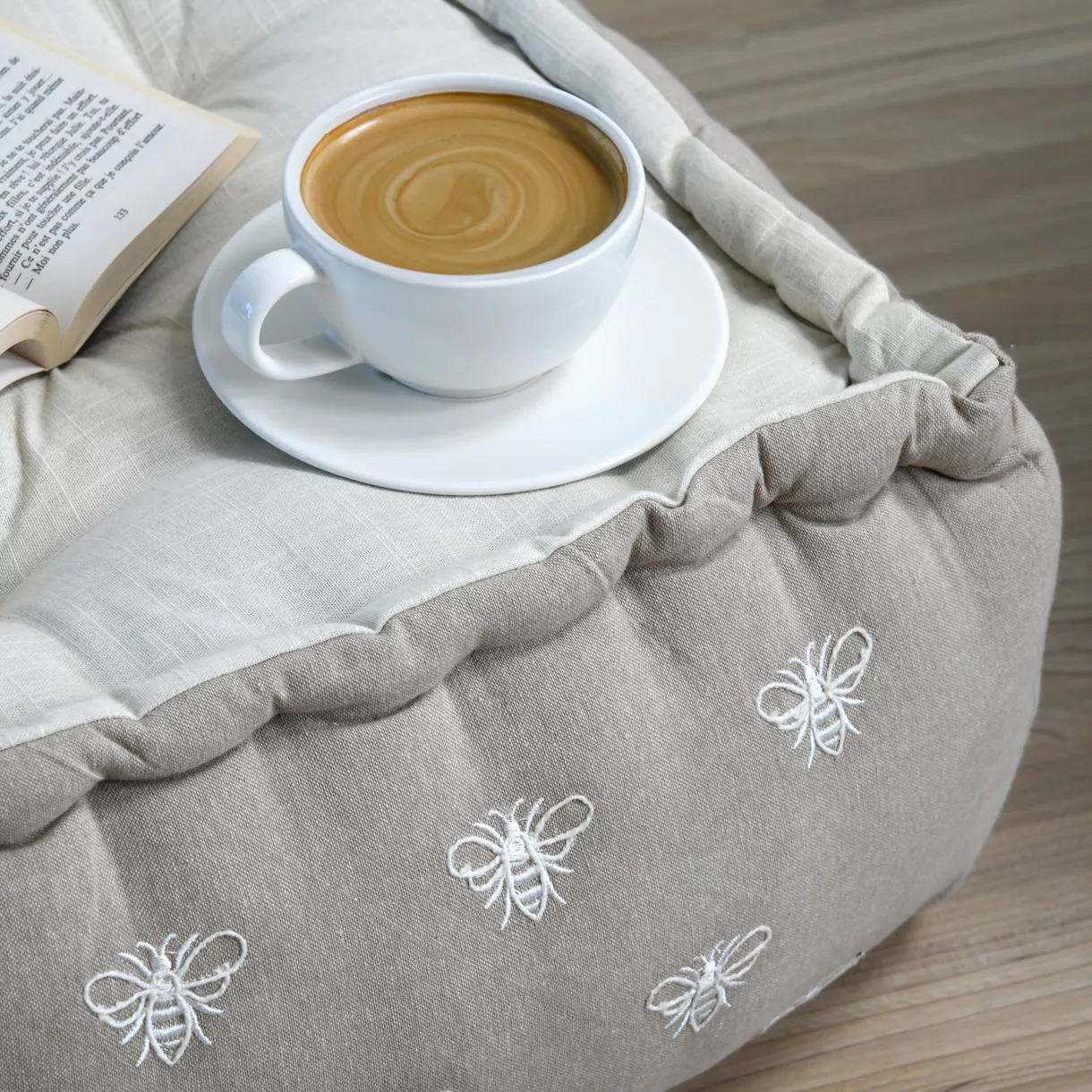 Coussin de sol coton grande hauteur (40 x 30 cm) Butine Beige