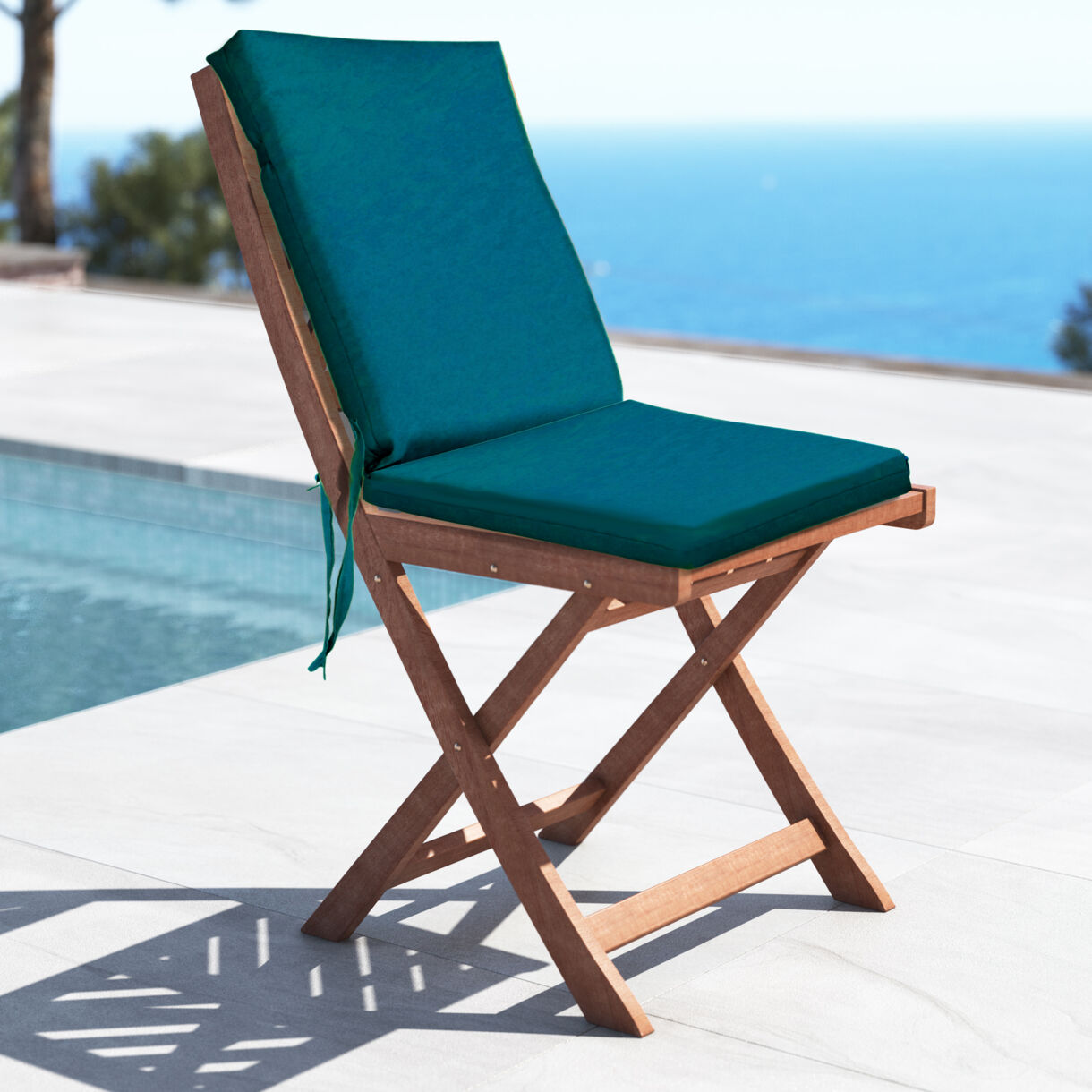 Galette de chaise avec dossier (L90 cm) Mambo Vert canard