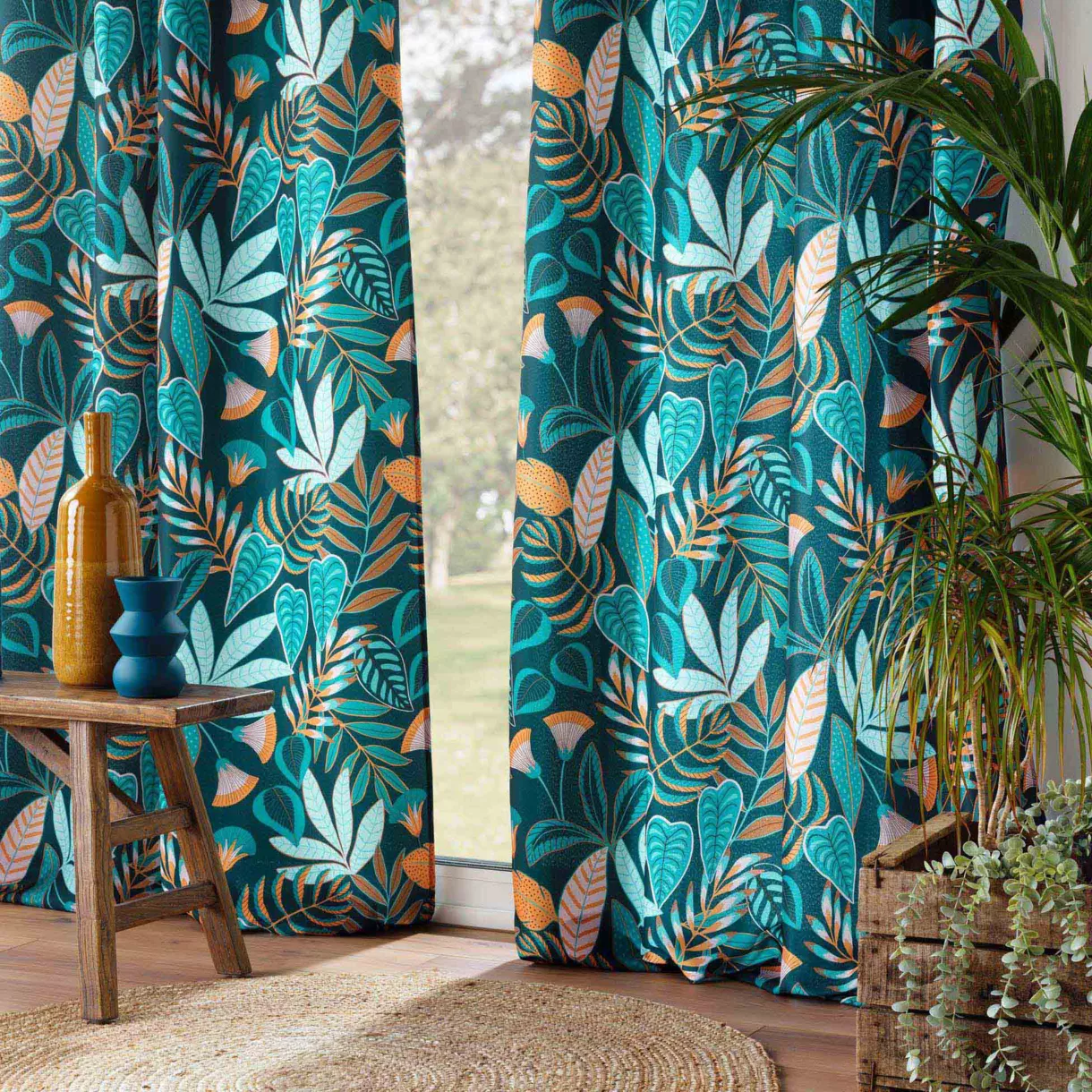 RIDEAU A OEILLETS 140 x 280 CM POLYESTER IMPRIME TILDA VERT