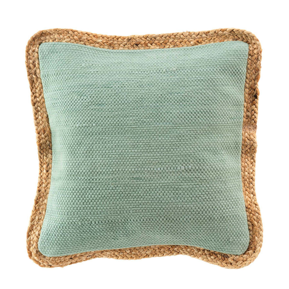 Coussin carré jute et coton (45 x 45 cm) Akina Vert sauge