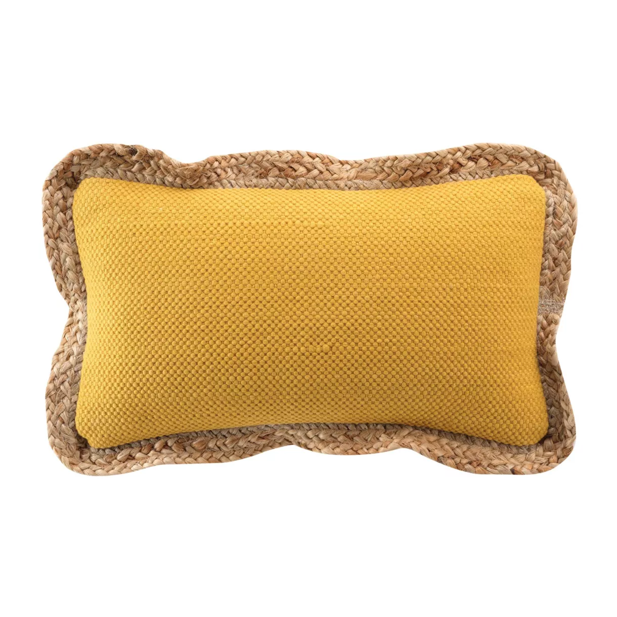 Cojín rectangular en yute y algodón (30 x 50 cm) Akina Amarillo ocre