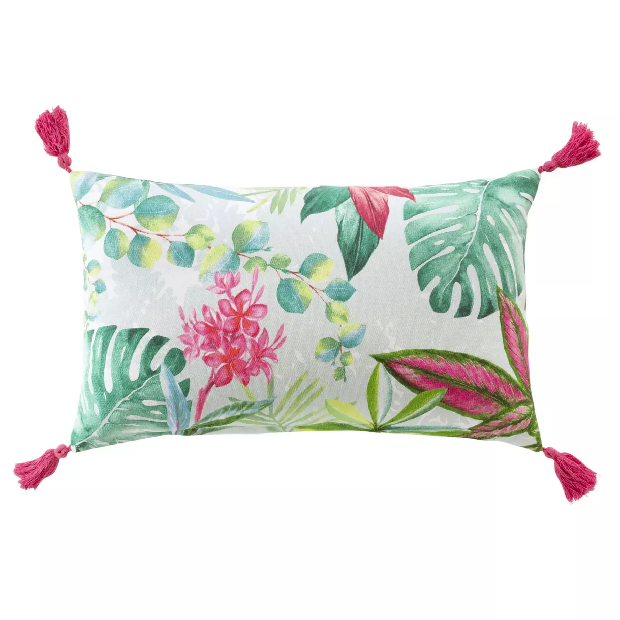 COUSSIN DEHOUS. COMPR. POMPONS 30 x 50 CM COTON IMPRIME LOUISIANE DES. PLACE