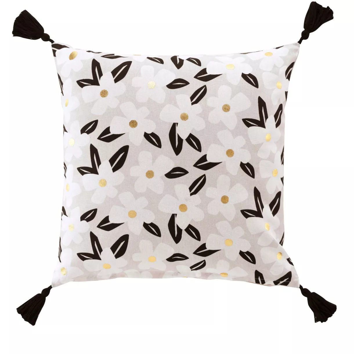 Cojín cuadrado en algodón con pompones (45 x 45 cm) Darcy Beige
