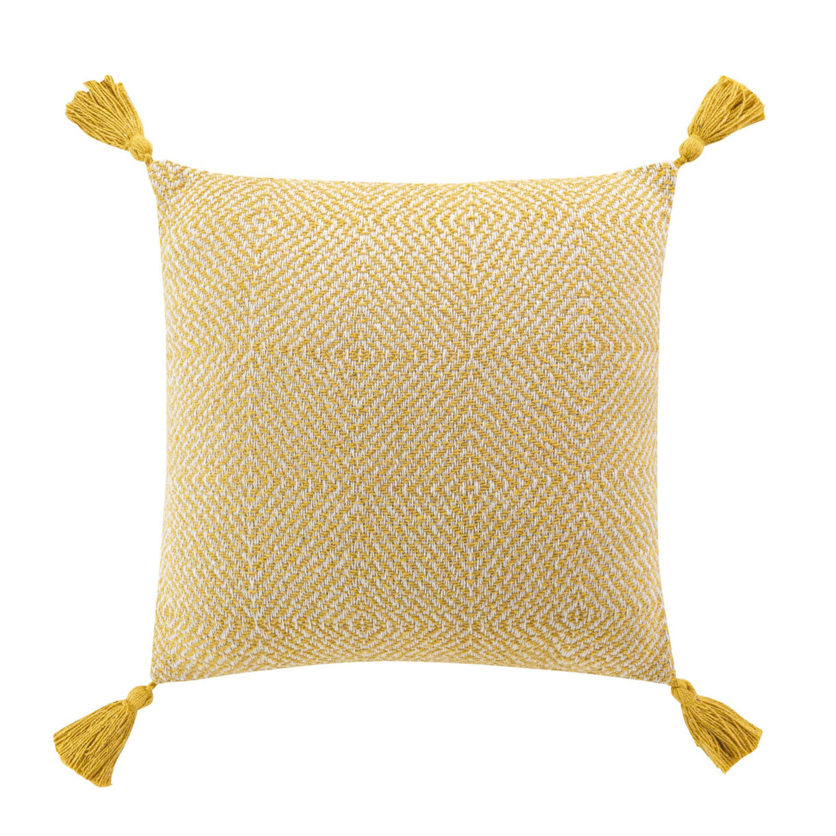 Quadratisches Kissen Baumwolle mit Pompons (40 x 40 cm) Louisette Gelb