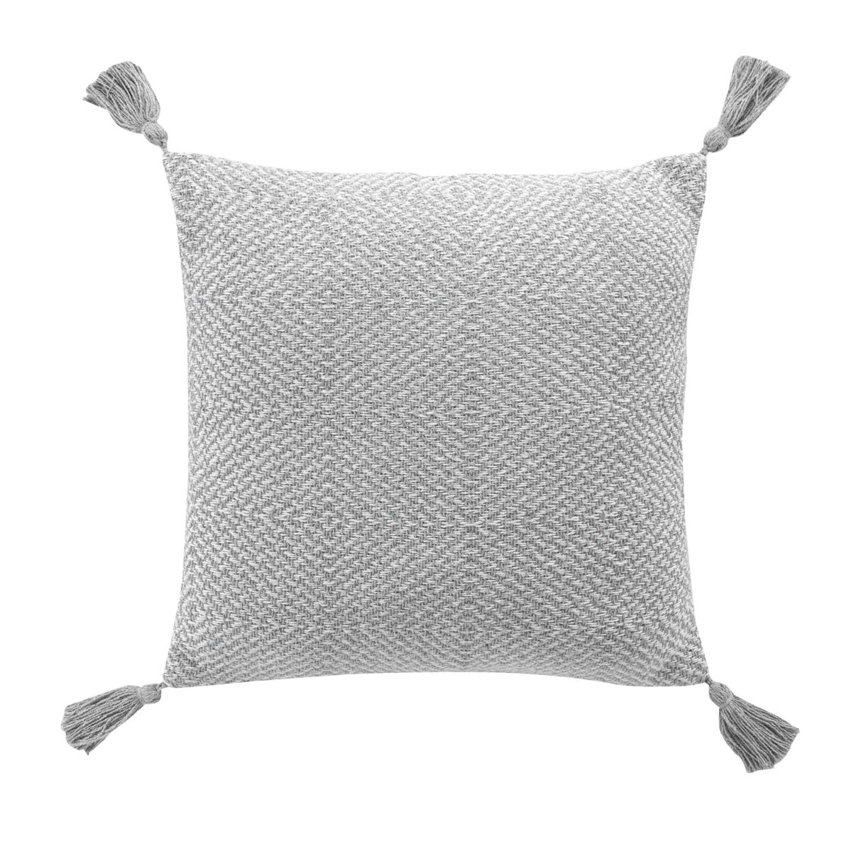 Quadratisches Kissen Baumwolle mit Pompons (40 x 40 cm) Louisette Grau