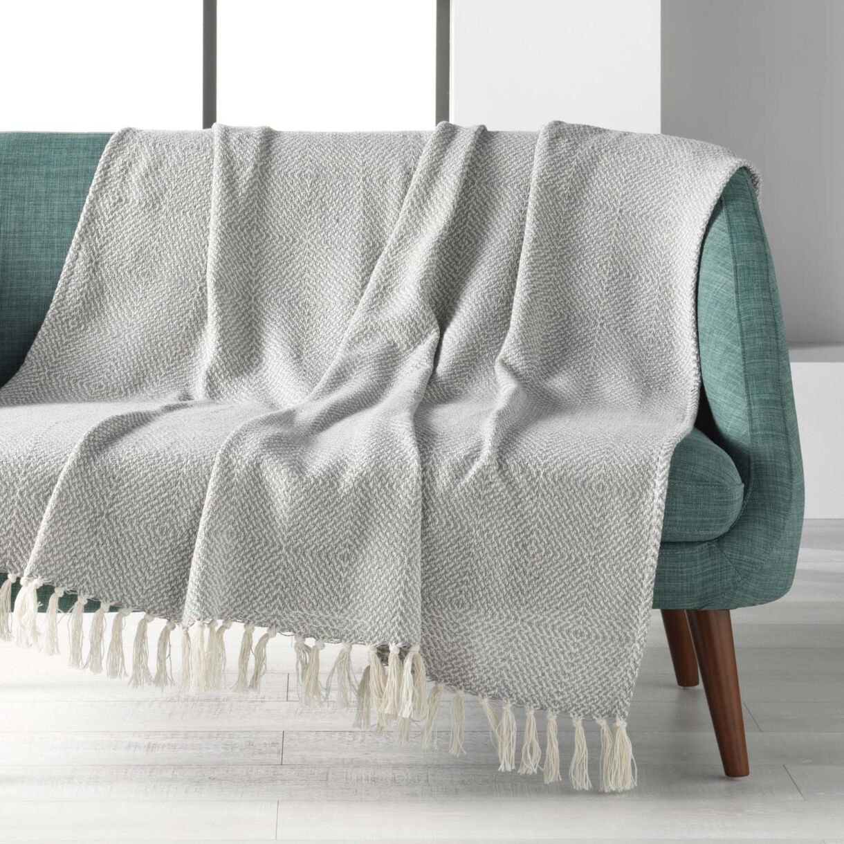 Sofadecke aus Baumwolle (125 x 150 cm) Louisette Grau