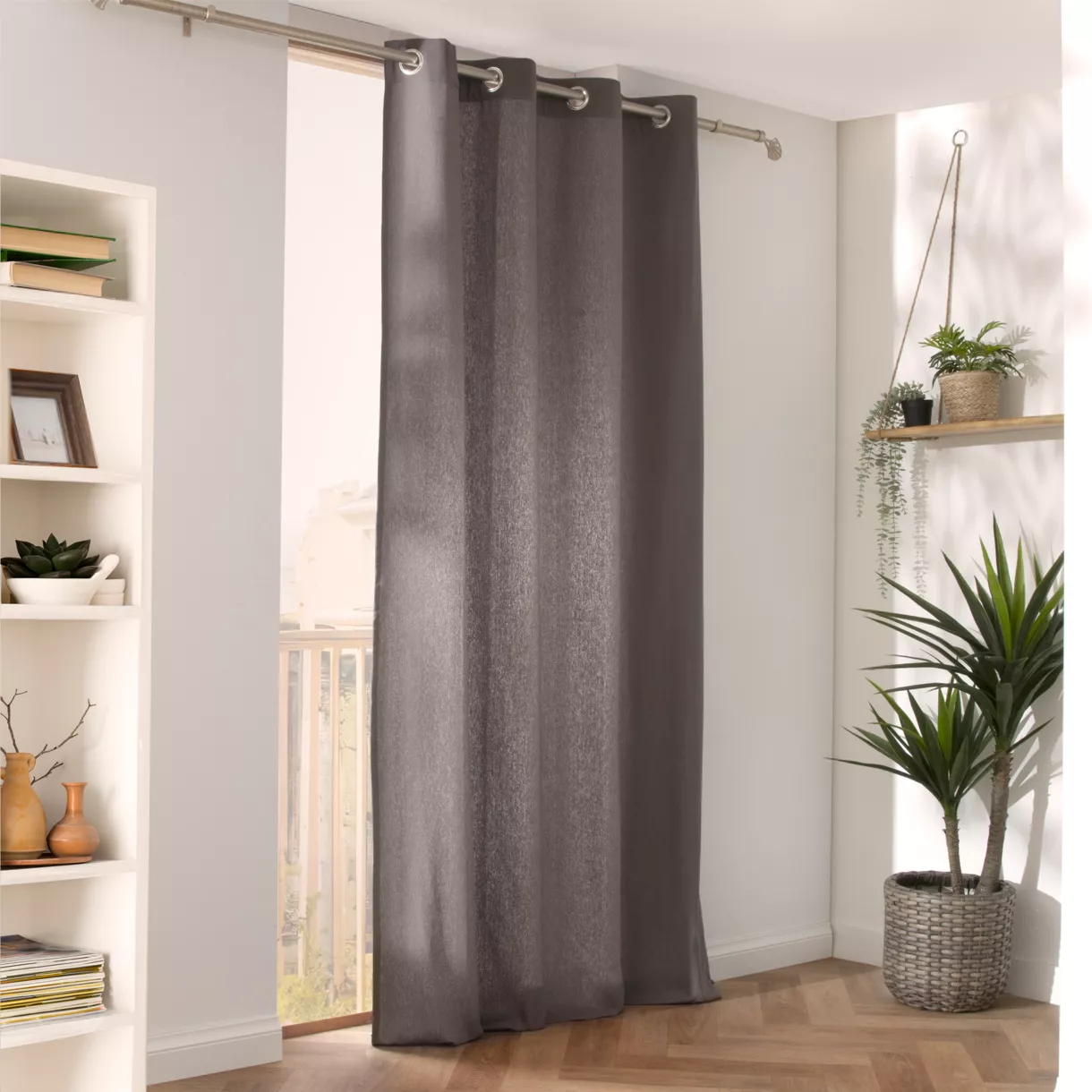 Rideau coton (140 x 260 cm) Kala Gris granit 1
