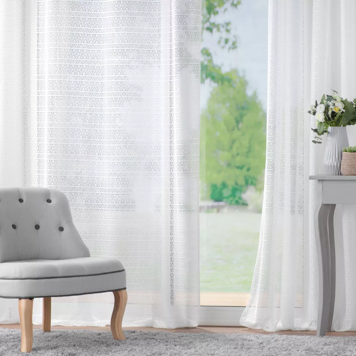 eminza Voilage maille (140 x 240 cm) Naomie Blanc