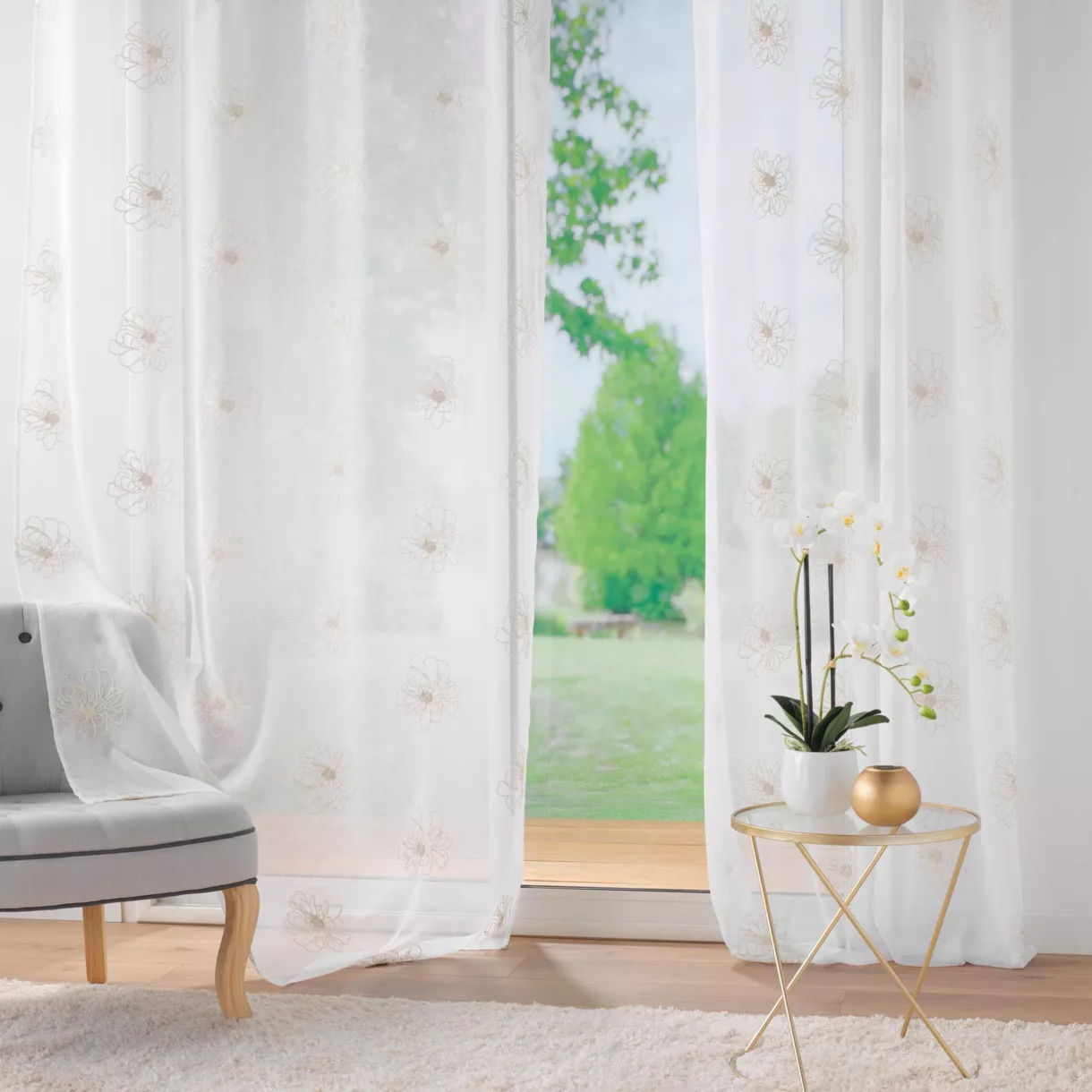 Visillo bordado (140 x 240 cm) Sublimini Oro