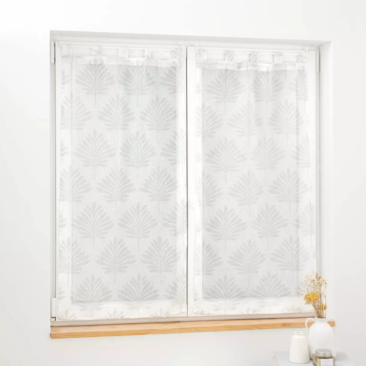 Par de visillos con presillas (60 x 90 cm) Levita Blanco
