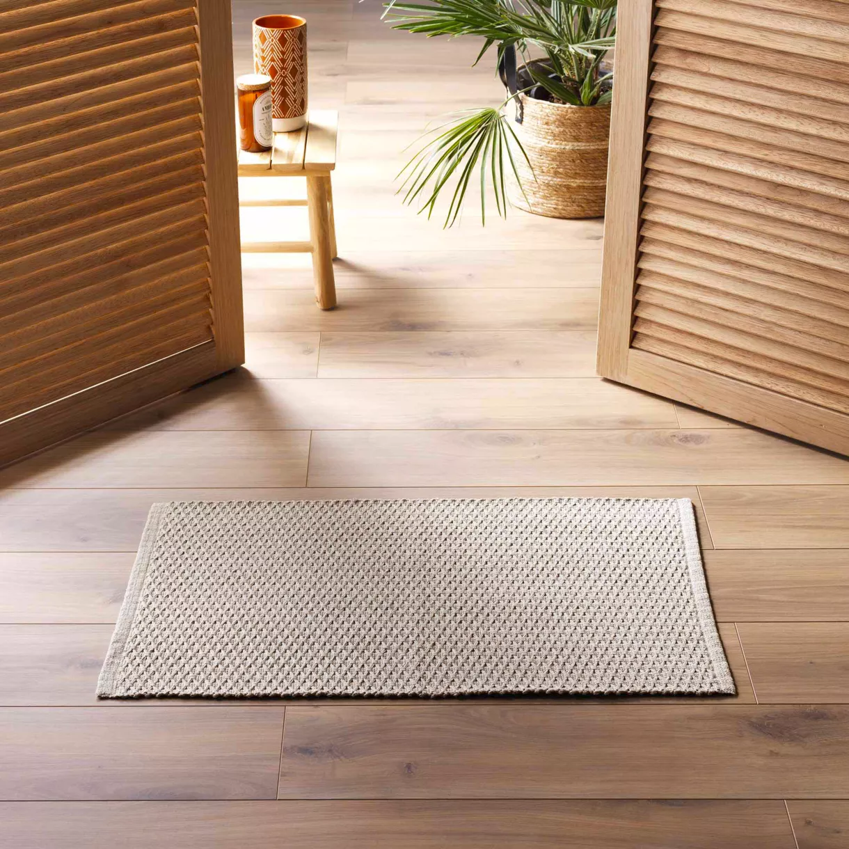 TAPIS RECTANGLE 50 x 80 CM COTON/POLYESTER TISSE ALIVIA LIN