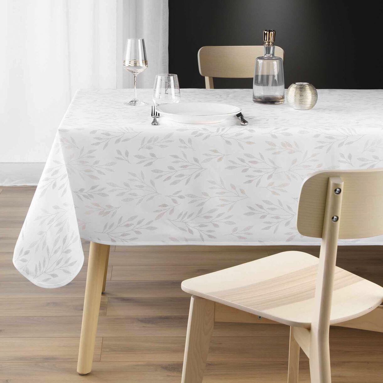 Fleckenabweisende rechteckige Tischdecke (150 x 240 cm) Lonigold Weiß