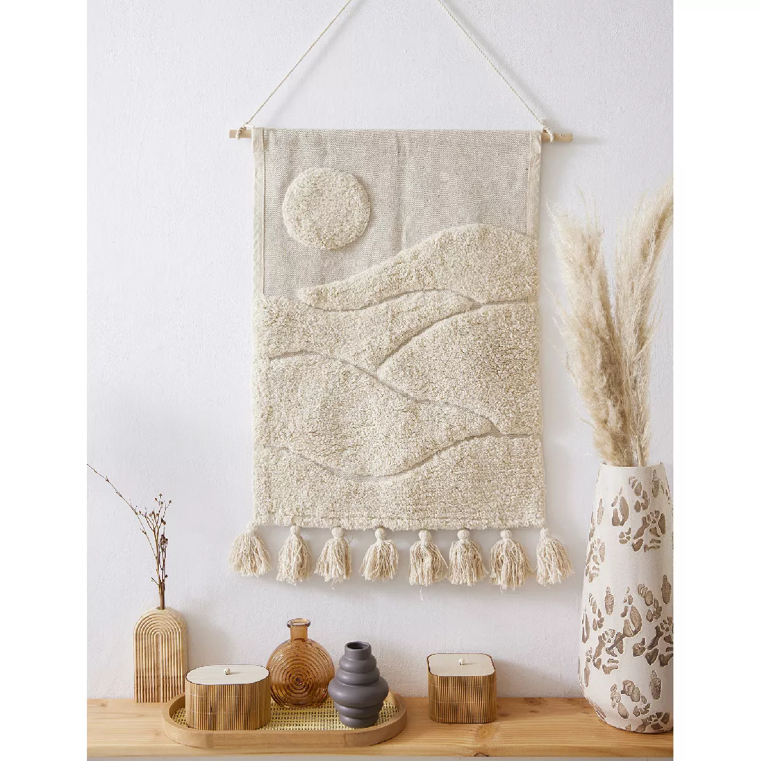 Decoración de pared en algodón (50 x 70 cm) Yuri Beige