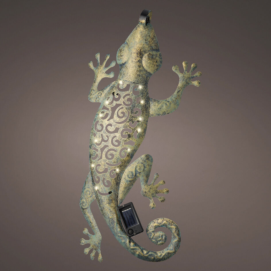 Lampada da parete solare in metallo Gecko - Verde antico