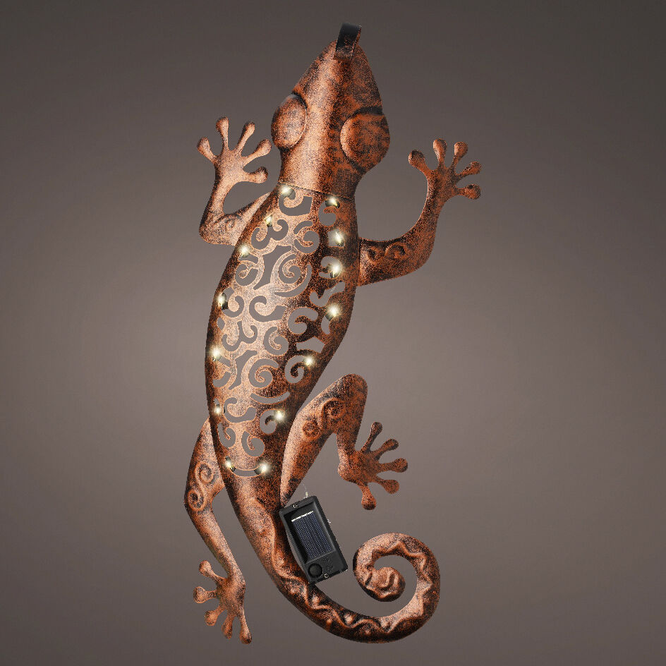 Wandlamp solar metaal (L51 cm) Gecko - Bruin antiek