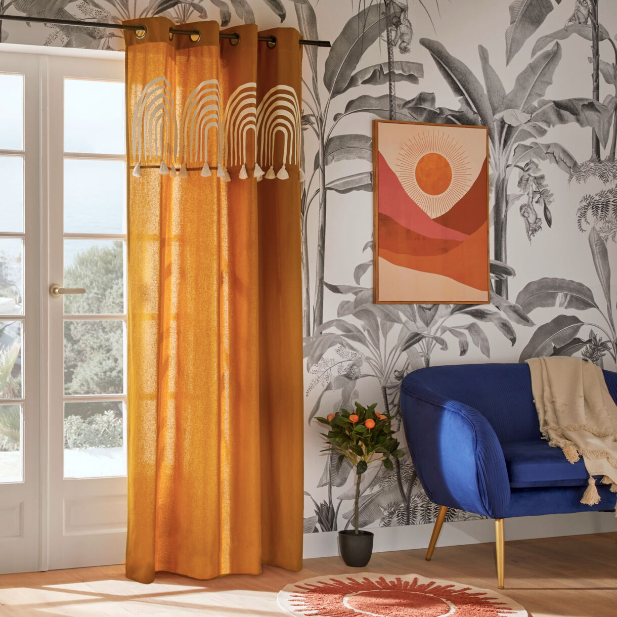 Vorhang aus Baumwolle (140 x 260 cm) Soleya Honiggelb