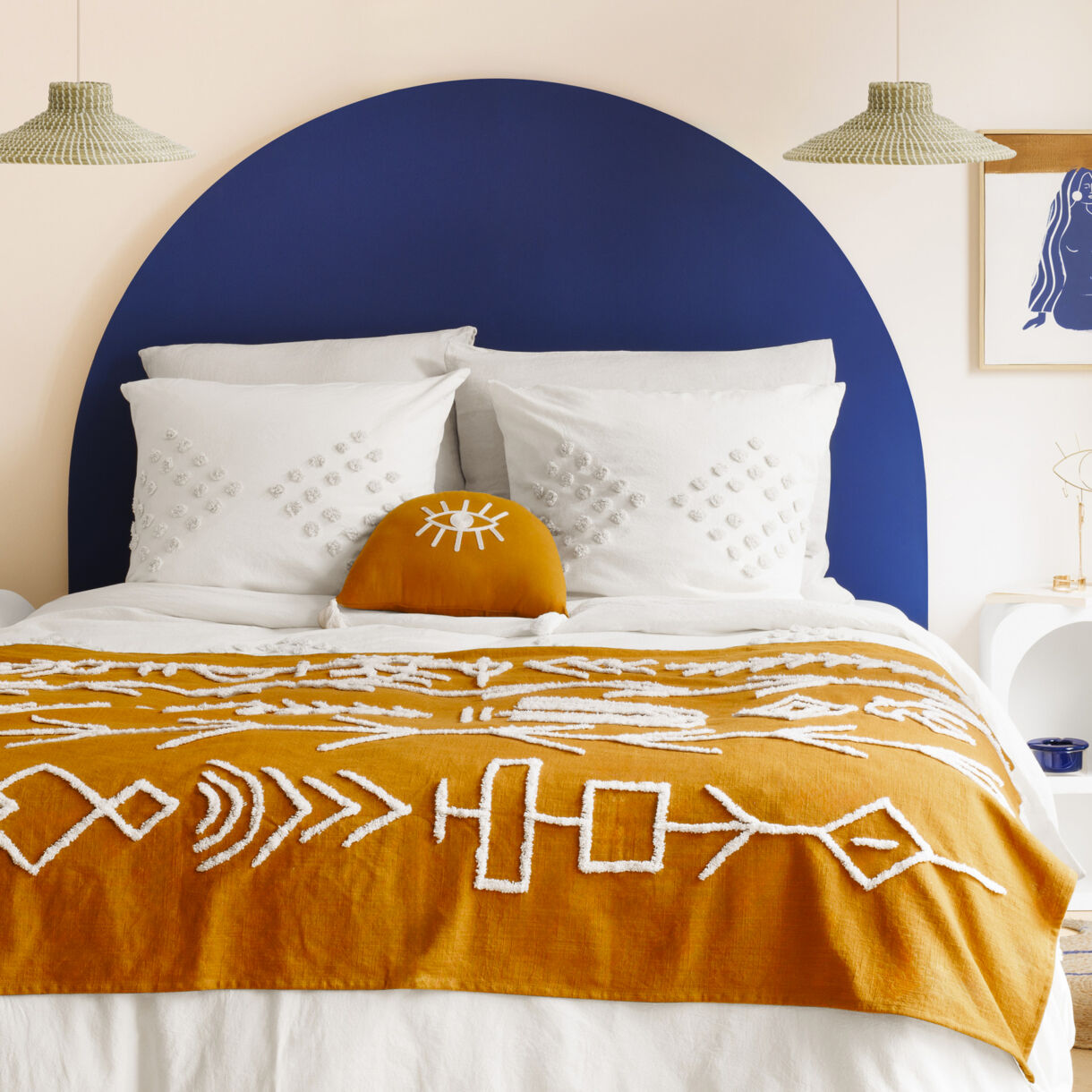 Bettüberwurf aus Baumwolle (130 x 180 cm) Widdo Honiggelb