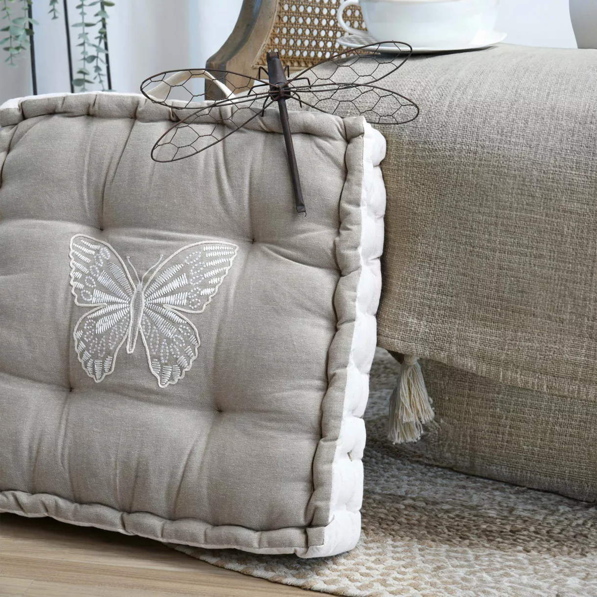 Coussin de sol coton (45 x 10 cm) Butine Beige