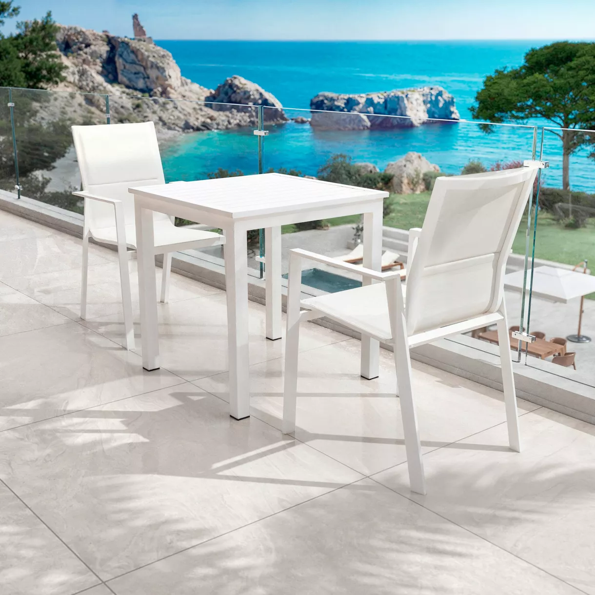 Tuintafel vierkant aluminium (70 x 70 cm) Murano - Wit