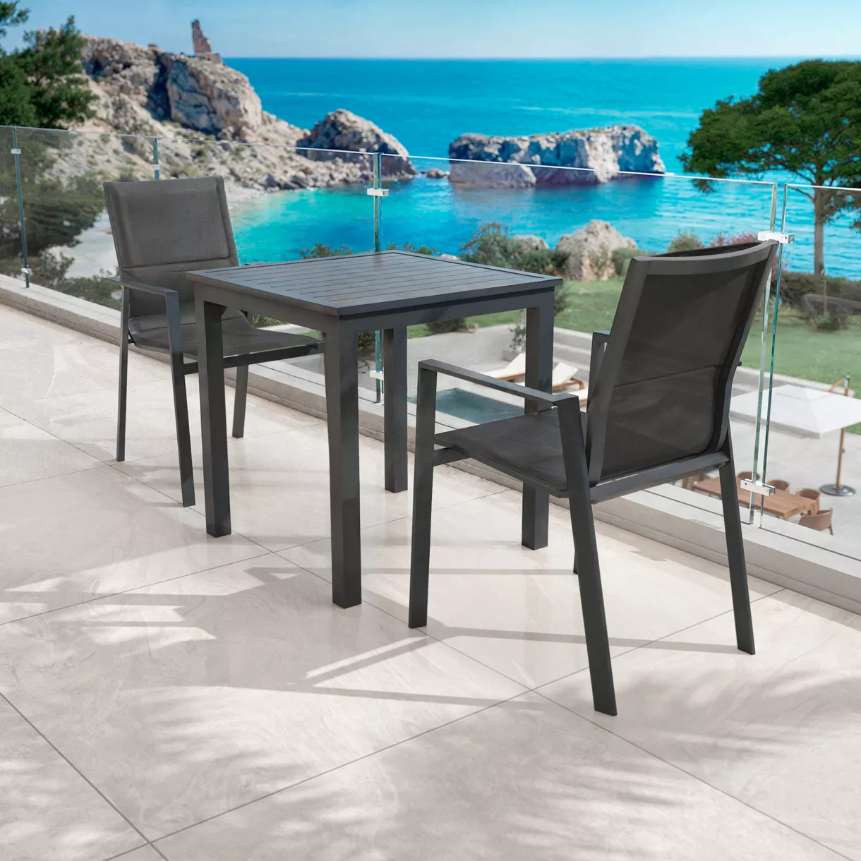 Tuintafel vierkant aluminium (70 x 70 cm) Murano - Antraciet