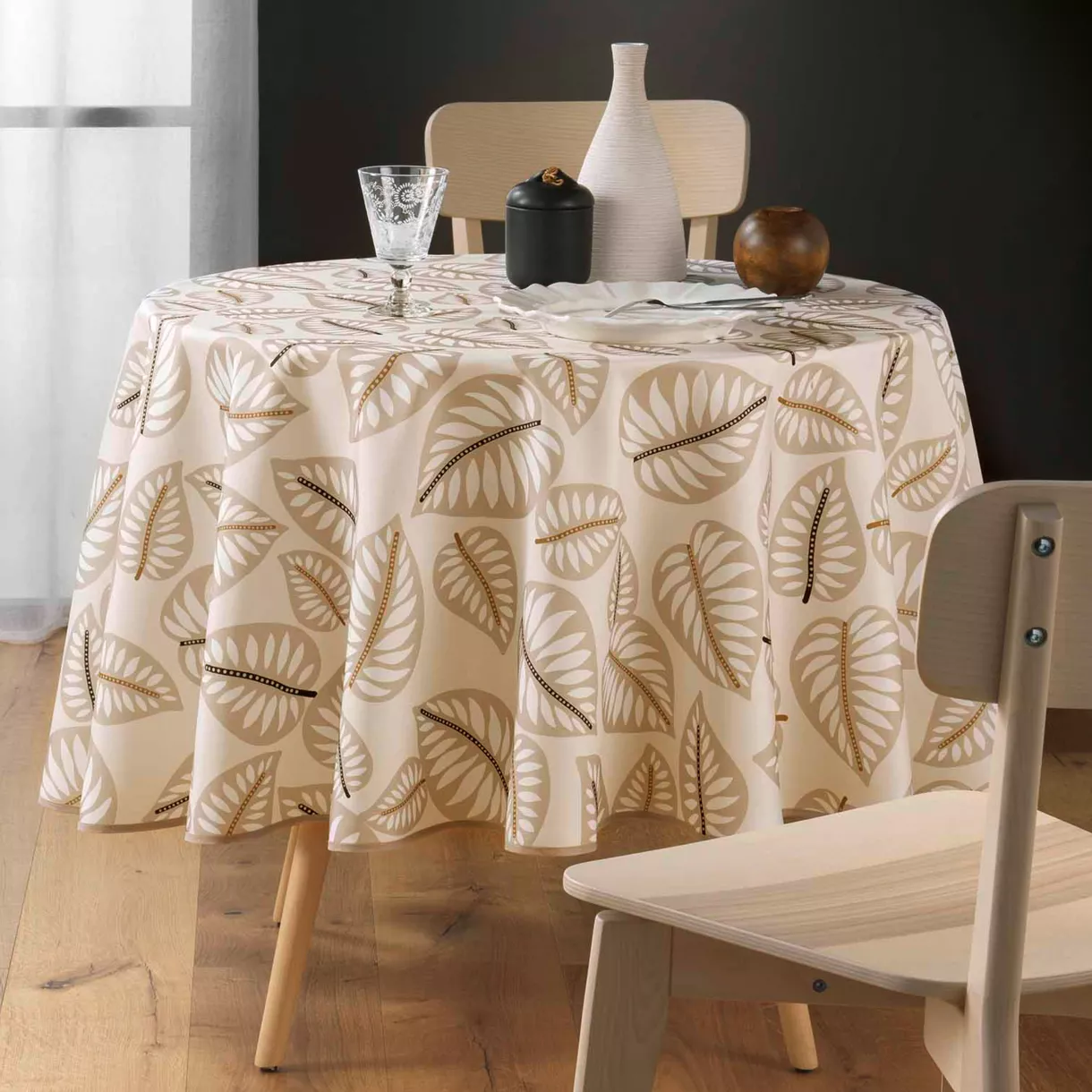 Tovaglia rotonda antimacchia (180 cm) Alma Beige