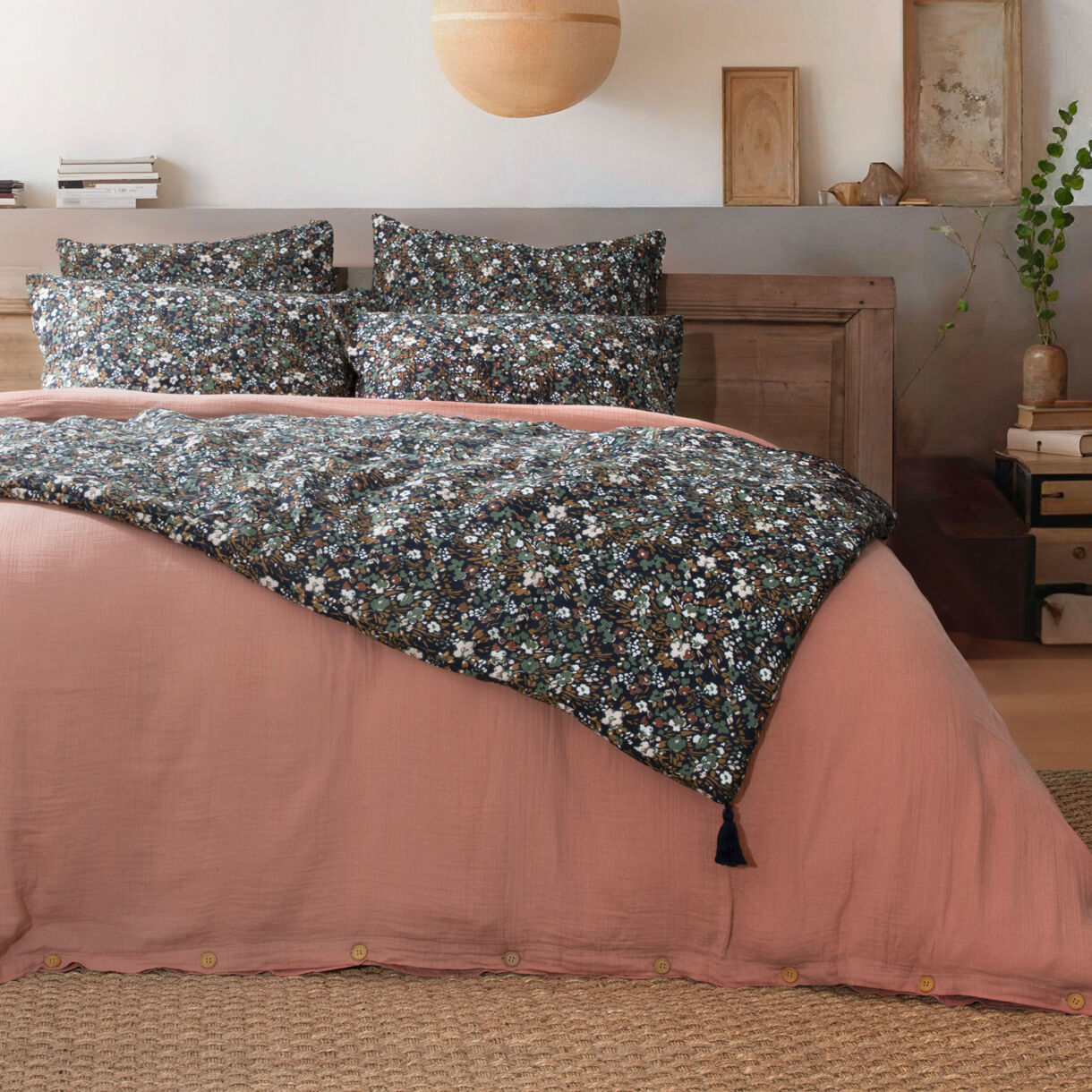 Edredón pie de cama en gasa de algodón (90 x 200 cm) Constance Azul noche