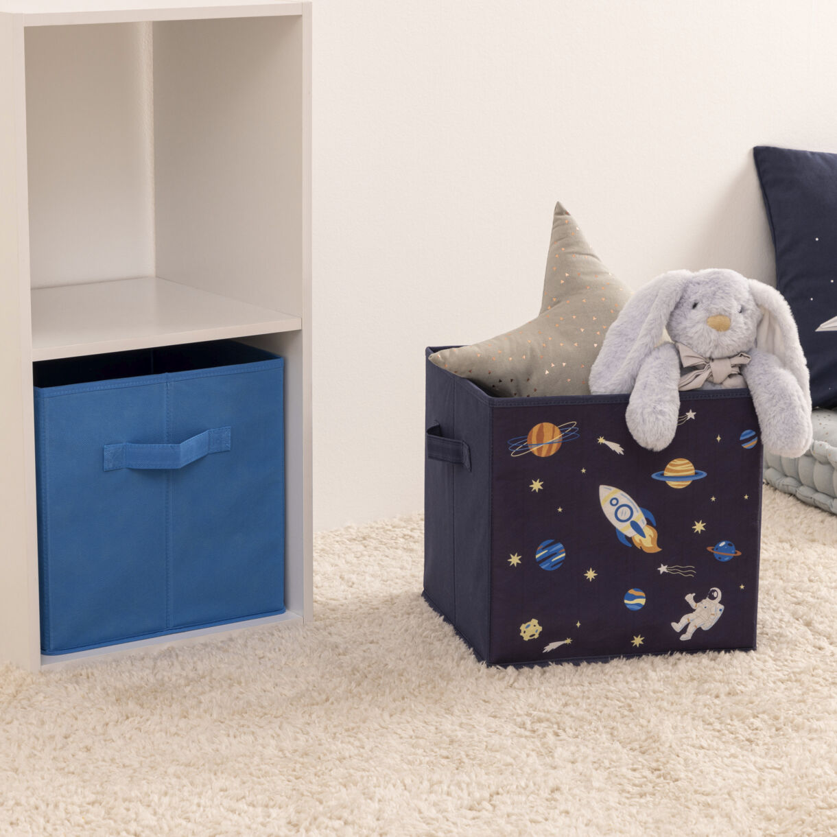 Lote de 2 cestas infantiles de almacenamiento(29 x 29 cm) Espace Azul
