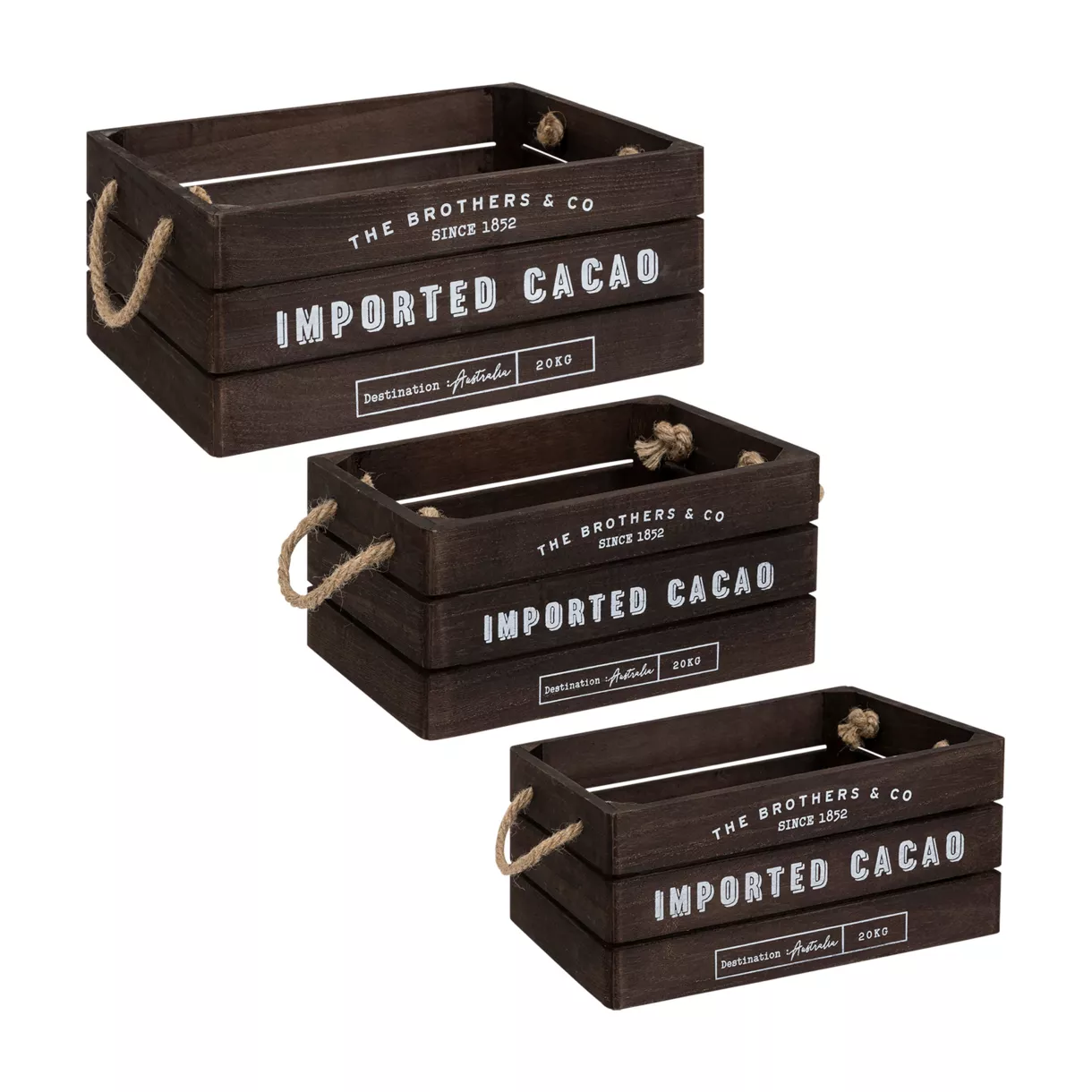 Set van 3 kratjes hout Denys Bruin