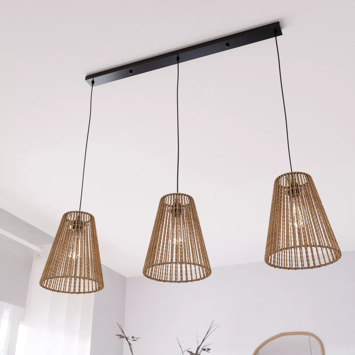 SUSP X3 CORDE GIADA NAT D20 L, 65 x P, 20 x H, 77 cm Beige