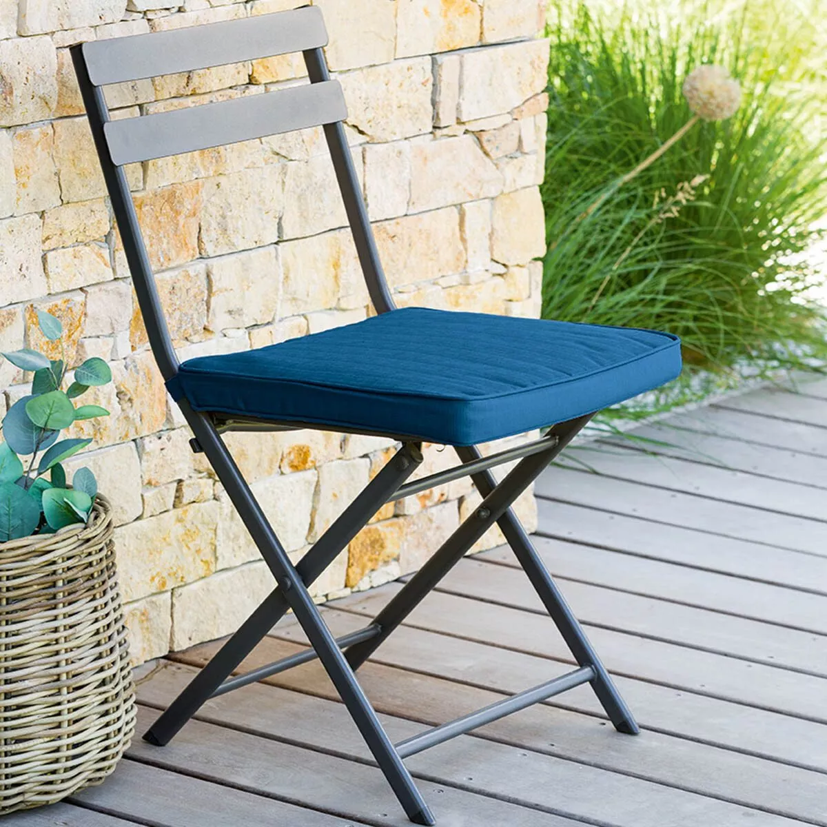Stoelkussen Korai (40 cm) - Indigo blauw