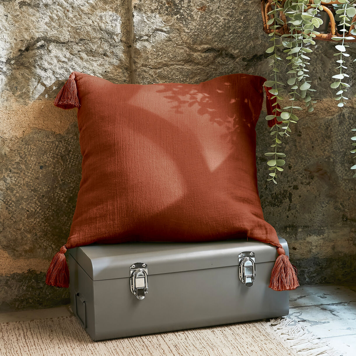 Cuscino quadrato garza di cotone (40 cm) Gaïa Terracotta 1