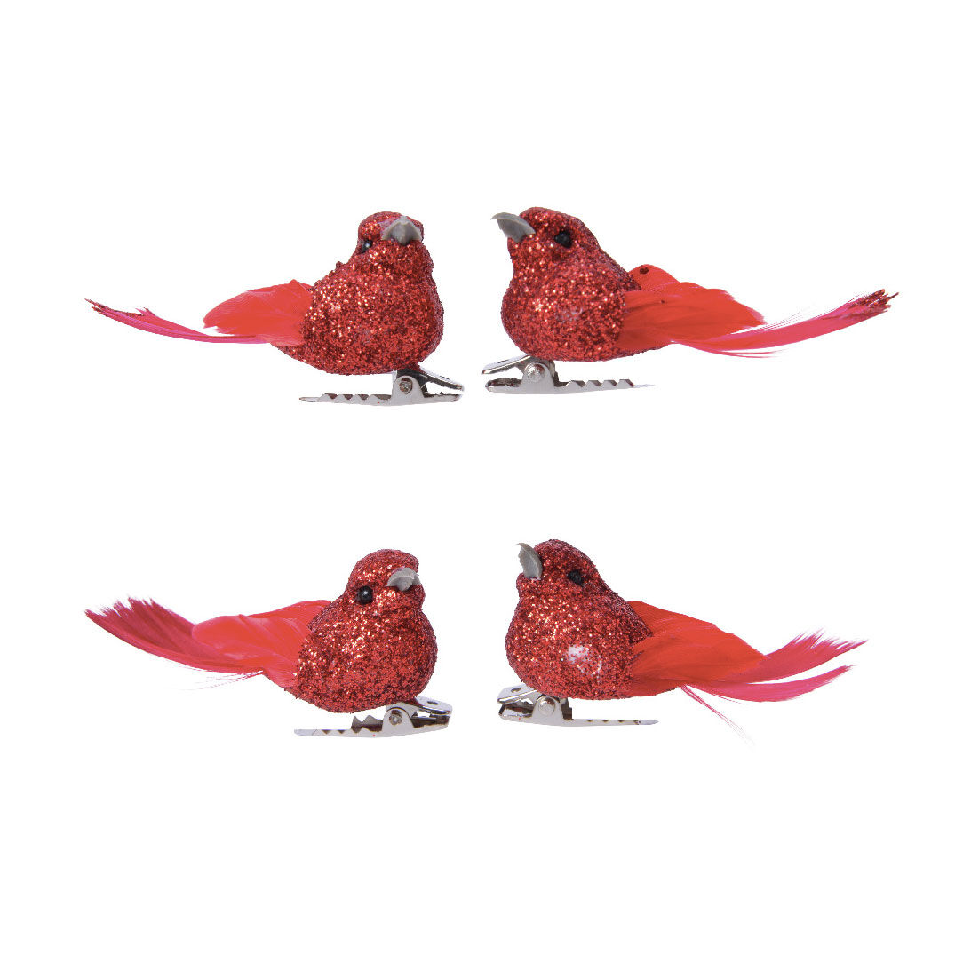 Lote de 4 pájaros Caribana Rojo