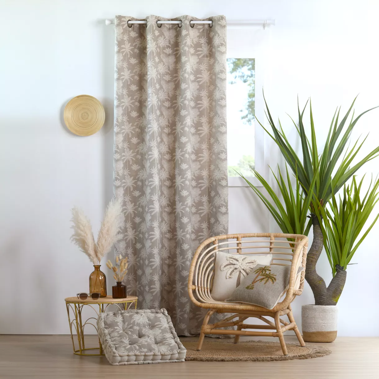 Cortina en algodón (140 x 260 cm) Nehora Beige